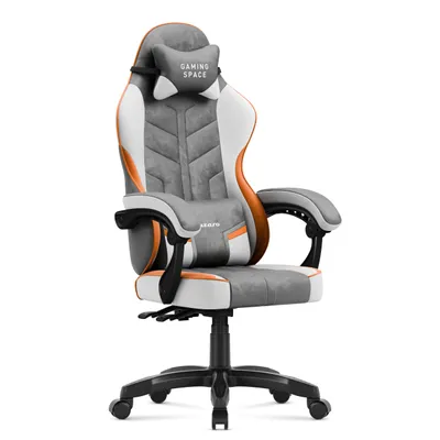 Image de Chaise de jeu Huzaro Force 2.7 Grey - chaise pivotante ergonomique en velours avec dossier réglable, coussin lombaire et appui-tête, jusqu'à 140 kg