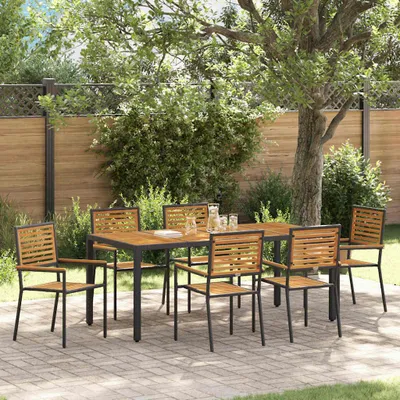 Produktbild von "2026 Promotion" Garten Essgruppe 7 pcs Schwarz und Braun Poly-Rattan - Gartenstühle CC19835