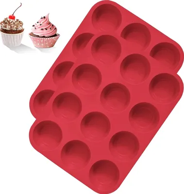 Produktbild von Silikon-Muffinformen Set, 2 Stück, Rot, Antihaftbeschichtet
