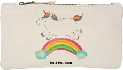 Produktbild von Mr. & Mrs. Panda Mäppchen Einhorn Regenbogen Größe S Klein - Weiß - Geschenk, Kosmetiktasche, Unicorn, Glitzer, Federmappe, kosmetiktäschchen, Einhornpower, Etui