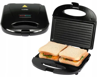 Produktbild von LUND 750W Sandwichmaker mit Grillplatte 21,5 x 12,5 cm, antihaftbeschichtet