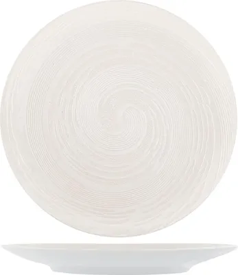 Produktbild von Runder Teller aus weißem Steingut mit Wirbelmuster, 31 cm