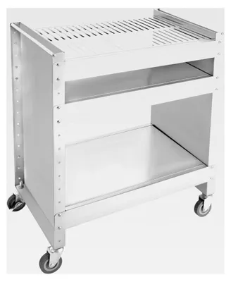 Produktbild von Edelstahl Grillwagen, 59 x 40,5 x 82 cm Mobiler Barbecue-Wagen, Grilltisch für den Außenbereich mit 4 Universalrädern, Servierwagen für Garten/Balkon/Terrasse/Camping