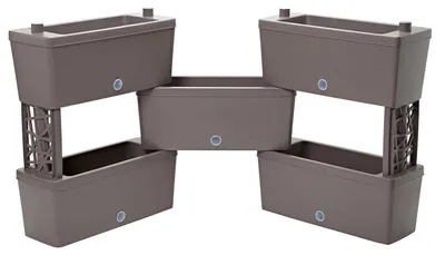 Imagen del producto de Bama, macetas modulares, capacidad de 75 litros, 59x23x27 cm, juego de 5 unidades, color taupe