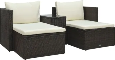 Image de ensemble de salon de jardin 5 pièces avec coussins Poly Rattan