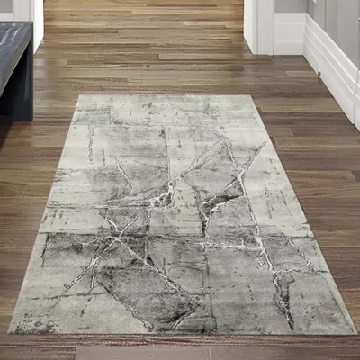 Obrázek produktu pro Koberec moderní obývací pokoj koberec abstraktní v šedé krémové barvě velikost - 80 x 150 cm