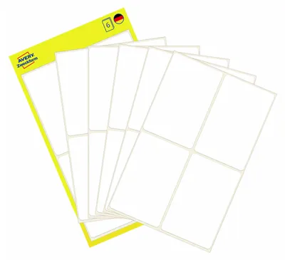 Produktbild von Avery Zweckform 3087, Vielzweck-Etiketten, 54 x 35 mm, 24 Etiketten / 6 Bögen, Weiß
