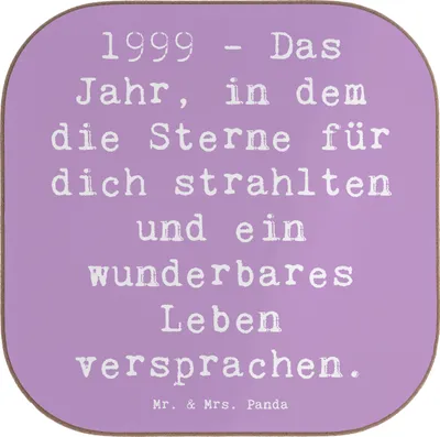 Produktbild von Mr. & Mrs. Panda Tassenuntersetzer Spruch 1999 Geburtstag - Lavendeltraum - Geschenk, Geburtstagsgeschenk, Untersetzer Tasse, Geboren am, Tischuntersetzer, Gläser, für