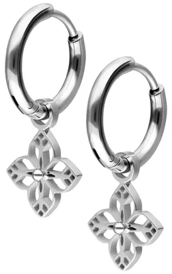 Produktbild von Wildcat Ohrringe - Little Floral Ornament Hoops Pair - Silber - Chirurgenstahl 316L - wasserfest, langlebig, hautverträglich, Silber