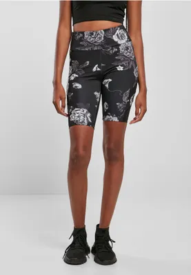 Produktbild von Urban Classics TB4794 | Ladies High Waist Tech Mesh AOP Cycle Shorts Radlerhos - Farbe: darkflower - Größe: S