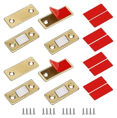 Deurmagneten, 4 Stück, selbstklebend, gold, Edelstahl