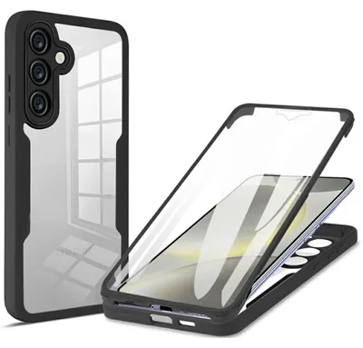 Image de Pour Samsung Galaxy S25 FE Couverture intégrale 360 acrylique hybride TPU Housse noire