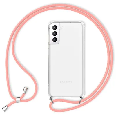 Image de NALIA Coque transparente avec chaîne pour Samsung Galaxy S21, étui à cordon rose