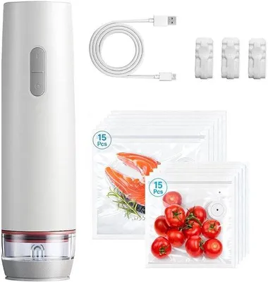 Productafbeelding van Handvacuümmachine met 30 Herbruikbare Vacuümzakken voor Voedselverpakking