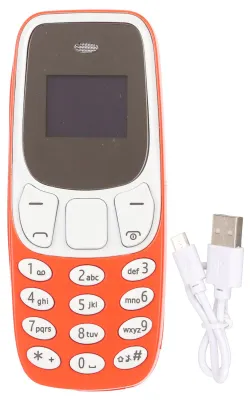 Produktbild von Das kleinste Telefon der Welt, Freisprecheinrichtung, Bluetooth-Dialer, Dual-SIM-Karte, entsperrt, GSM, 2-in-1-Mini-Mobiltelefon, Orange