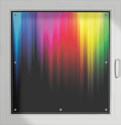 Produktbild von Wallario Lichtschutzbild, Dekorativer Sichtschutz Sonnenschutz 96 x 100 cm mit Motiv: Bunte Regenbogenstreifen auf Schwarz - Verdunklung ohne Bohren