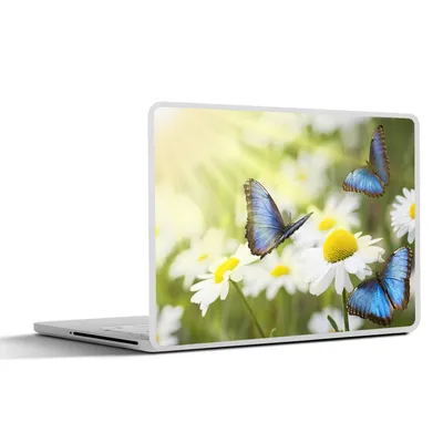 Produktbild von MuchoWow® Laptop Aufkleber Sticker Cover Blumen - Schmetterlinge - Sommer 25x18 cm - Laptop-Deko
