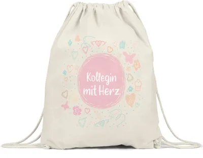 Produktbild von Kollegin mit Herz Turnbeutel Gymsack  Dankeschön Geschenk Danke Sagen Für Alles Büro Mitarbeiterin