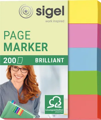 Immagine prodotto di SIGEL HN625 Segnapagina brillanti - 50 x 12 mm, assortiti, 5x 20 strisce