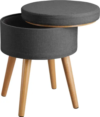Produktbild von Tectake Sitzhocker Yara, dunkelgrau, Leinenoptik 100% Polyester, 42,5 x 42,5 x 45,5 cm, 300 kg, Filzgleiter