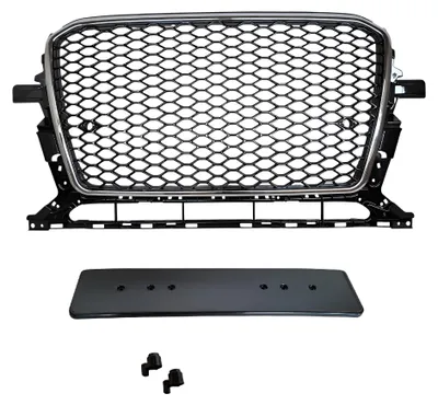 Kühlergrill Waben Chrom Rahmen PDC SCHWARZ GLANZ für Audi Q5 8R 2012-2016 – Produktansicht