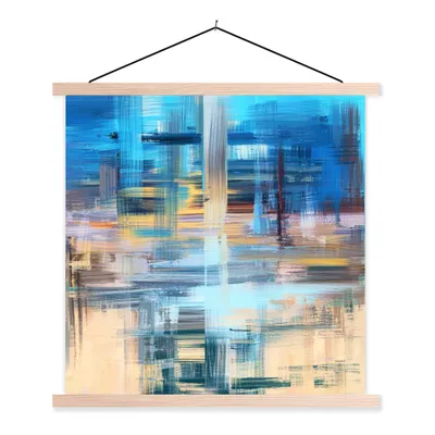 Produktbild von MuchoWow® Textilposter Ölfarbe - Abstrakt - Malerei 60x60 cm mit holzfarbenen Rahmen - Wanddekoration