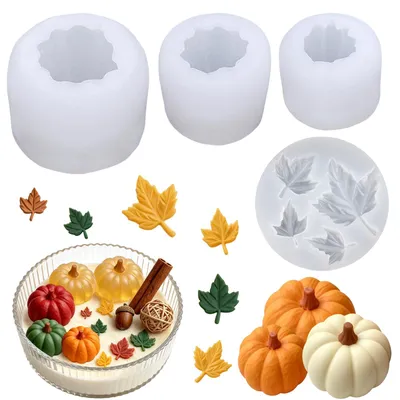 Imagen del producto de Molde de silicona para adornos otoñales, flexible, 1 unidad, para velas y jabones