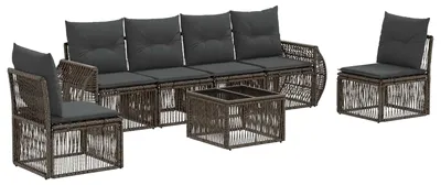 Produktbild von Gartensofa-set 7 stk. Grau und Dunkelgrau Poly-Rattan