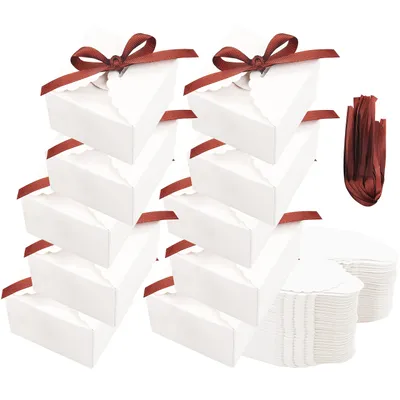 20 Geschenkboxen Set Pastellfarben - 9x9x5cm, Mit Band, Welliger Deckel, Kraftpapier
