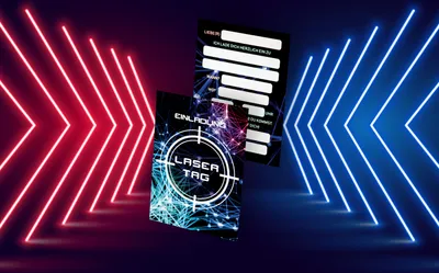 Produktbild von Friendly Fox Lasertag Einladung - 12 Laser Tag Einladungskarten zum Geburtstag Jungen Mädchen Kinder Teenager - Einladung Kindergeburtstag - Partyeinladung Lazer Tag - Coole Einladung - Gaming