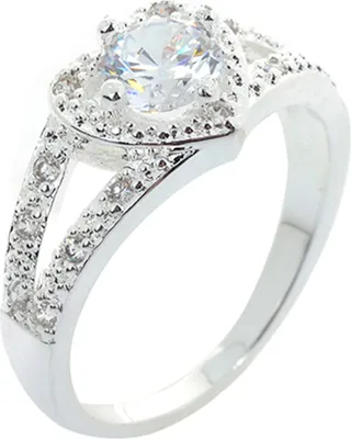 Produktbild von Damen-Ring aus 925er-Sterlingsilber mit Kristallen, herzförmiger Ring, Braut- und Hochzeitsschmuck-US 9