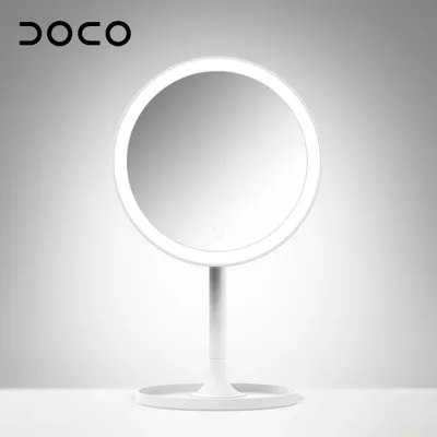 Obrázok produktu pre DOCO kozmetické zrkadlo s LED osvetlením, osvetlenie, kozmetické zrkadlo, lampa, USB nabíjanie, nastaviteľný uhol, tri režimy osvetlenia, plynulé nastavenie jasu