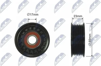 Produktbild von NTY Umlenkrolle Keilriemen RNK-FR-044 für FORD FOCUS (DAW, DBW) 69mm 17mm 23mm