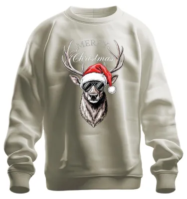 Produktbild von Rentier Weihnachten Merry Christmas Weihnachtsmütze Sweatshirt Pullover, Natur, 3XL