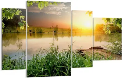 Produktbild von Bild auf Leinwand - Leinwandbild - Brücke See - 120x70cm - Wand Bild - Wanddeko - Wandbilder - Leinwanddruck - Bilder - Kunstdruck - Wanddekoration - Leinwand bilder - Wandkunst - DL120x70-3914