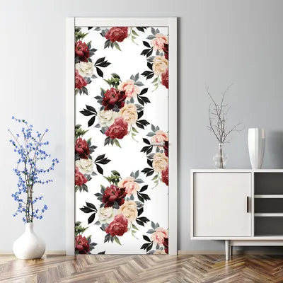 Produktbild von Dekorative Türtapete selbstklebend Klebefolie Türaufkleber Aufkleber Rosen Blumen 77 x 200 cm