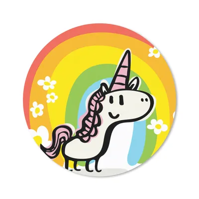 Produktbild von MuchoWow® Mauspad Mousepad Eine Illustration eines Einhorns mit einem Regenbogen - Mädchen - Kinder - Kinder 20x20 cm - Mousepads - Maus Mat - Pad - Mausunterlage - Schreibtischmatte