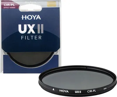 A Hoya UX II Circular Polarizer Filter is shown next to its packaging.