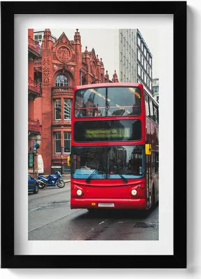 Produktbild von Bus in Birmingham UK– Wandbild mit Rahmen – Gerahmtes Bild  – Wanddekoration – 20x30 cm – Schwarz