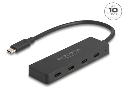 Obrázek produktu pro DELOCK USB 10Gbps USB-C Hub mit 4x USB-C Buchse schwarz