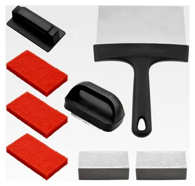 Produktbild von Reinigungsset für Grillplatten, effektive Entfernung von Fett und Flecken, inklusive Schaufel, Reinigungssteinen und 3 Scheuerschwämmen, flacher Grillreiniger für heiße oder kalte Oberflächen