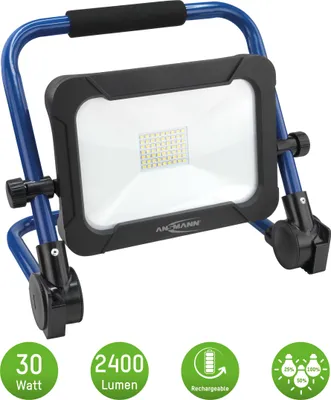 Produktbild von ANSMANN Akku Baustrahler LED 30W –3 Leuchtstufen, farbechte Wiedergabe CRI >80