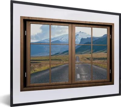 Produktbild von MuchoWow® MuchoWow® Gerahmtes Poster Aussicht - Berg - Straße 40x30 cm - Poster mit zchwarzem Bilderrahmen - Bilderrahmen - Poster im Rahmen