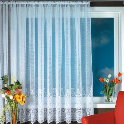 Produktbild von Gardine mit Universalband (500x175cm, Design: Felicitas) - Gardine Voile Jacquard transparente Spitzenoptik, lichtdurchlässig, pflegeleicht