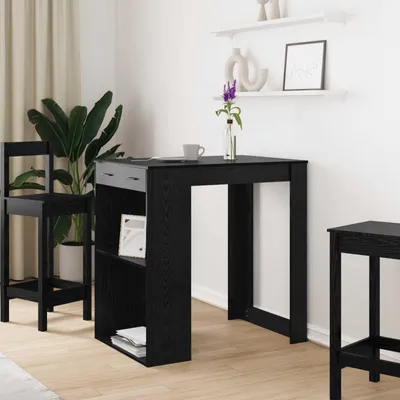 Obrázok produktu pre Maison Exclusive – Barový stôl, 102 x 70 x 103,5 cm, drevotrieska, čierna, vzhľad dubu