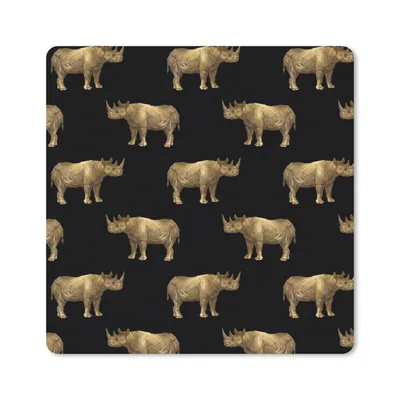 Produktbild von MuchoWow® Mauspad Mousepad Muster - Nashorn - Gold - Schwarz 30x30 cm - Mousepads - Maus Mat - Pad - Mausunterlage - Gaming