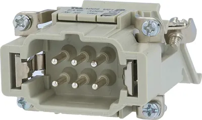 Immagine prodotto di Connettore Harting Han 6ES, morsetto a molla (M) "destro", 6 poli + PE, 500V, 16A - 1 pezzo
