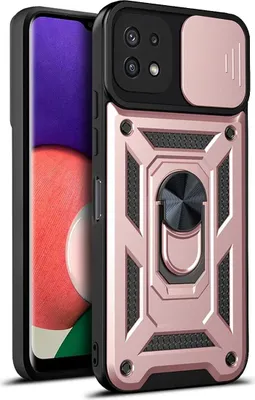 Produktbild von Galaxy A22 5G Hülle mit 360° Drehbarer Magnetische Ring Ständer Halter Dia Kameraschutz TPU Bumper Silikon Schutzhülle für Samsung Galaxy A22 5G Rosa