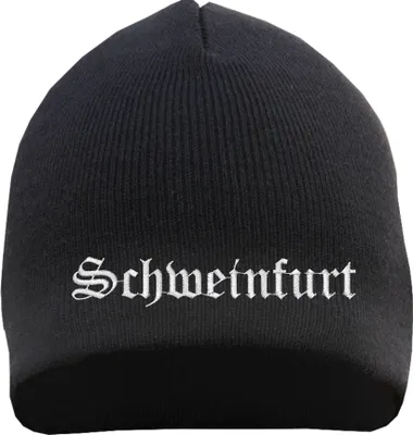 Produktbild von Schweinfurt Beanie Mütze - Altdeutsch - Bestickt - Strickmütze Wintermütze Einheitsgröße Schwarz