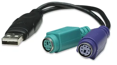 Produktbild von Manhattan Dual PS/2 auf USB Konverter, Zum Anschluss von zwei PS/2 Geräten an einem USB-Port, USB Typ-A, PS2, Schwarz, CE FCC WEEE, 195 mm, 100 g